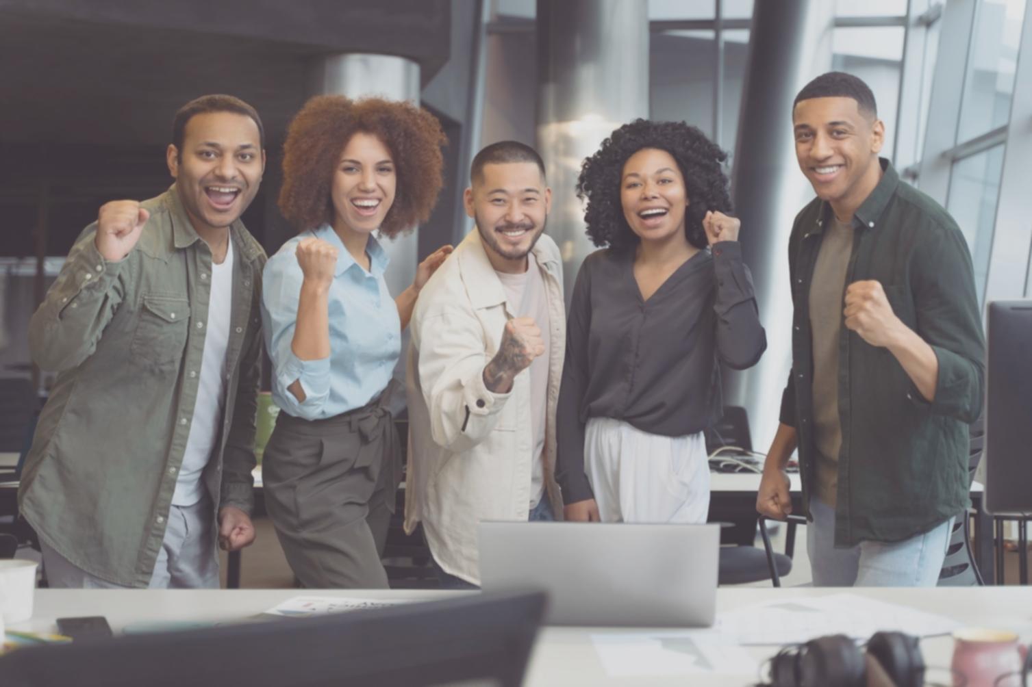 Students collaborating on market research